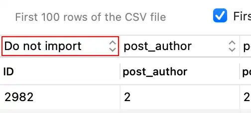 Do Not Import columns